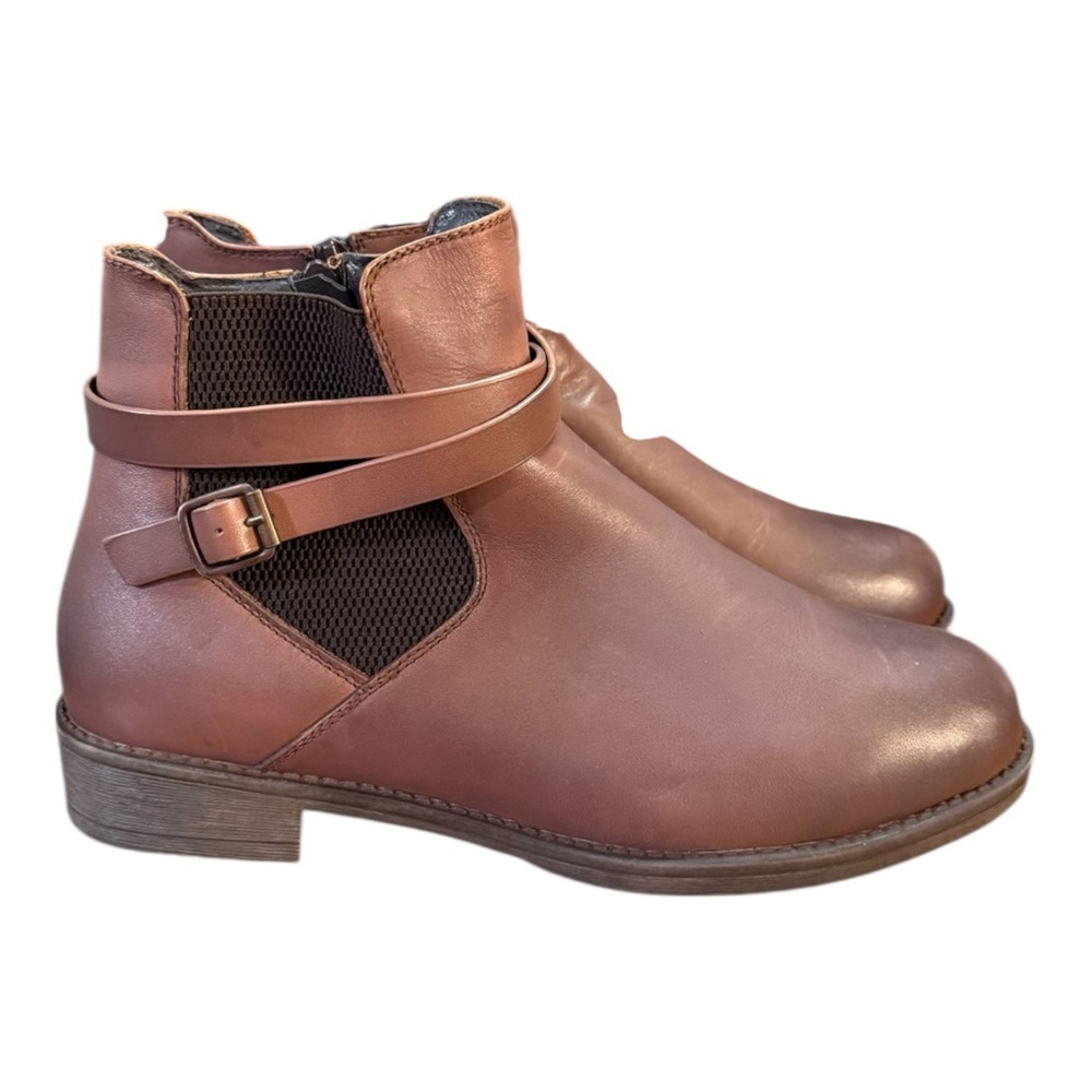 Propet Tatum Brown Leather Ankle Booties Women’s Size 9.5